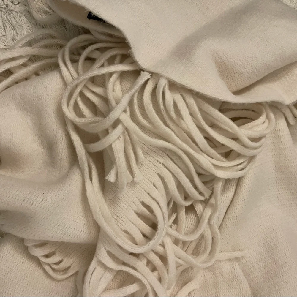 Anthropologie Cream Fringe Scarf